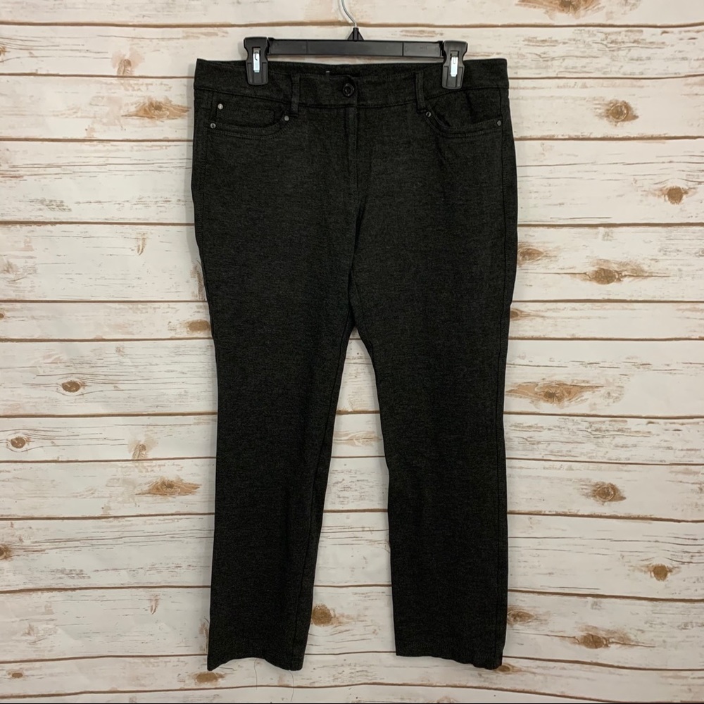 WHBM Gray Ponte Knit Slim Leg Career Panta